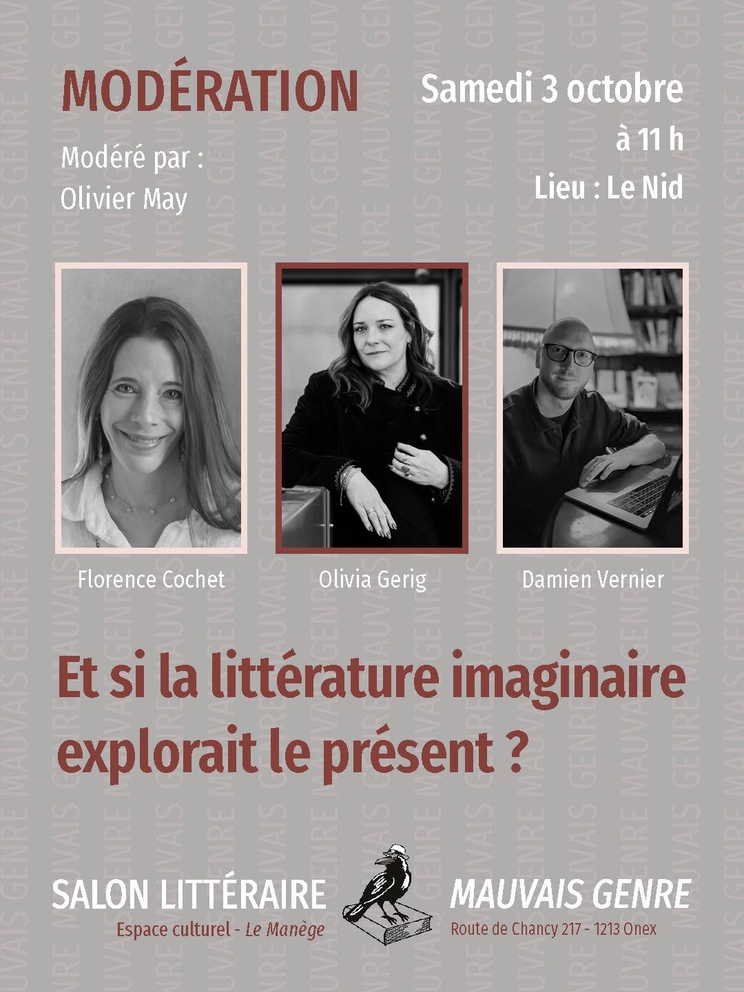 Salon Littéraire Mauvais Genre — Discussion » Et si la littérature imaginaire explorait le présent ? » — Samedi 3 octobre à 11h