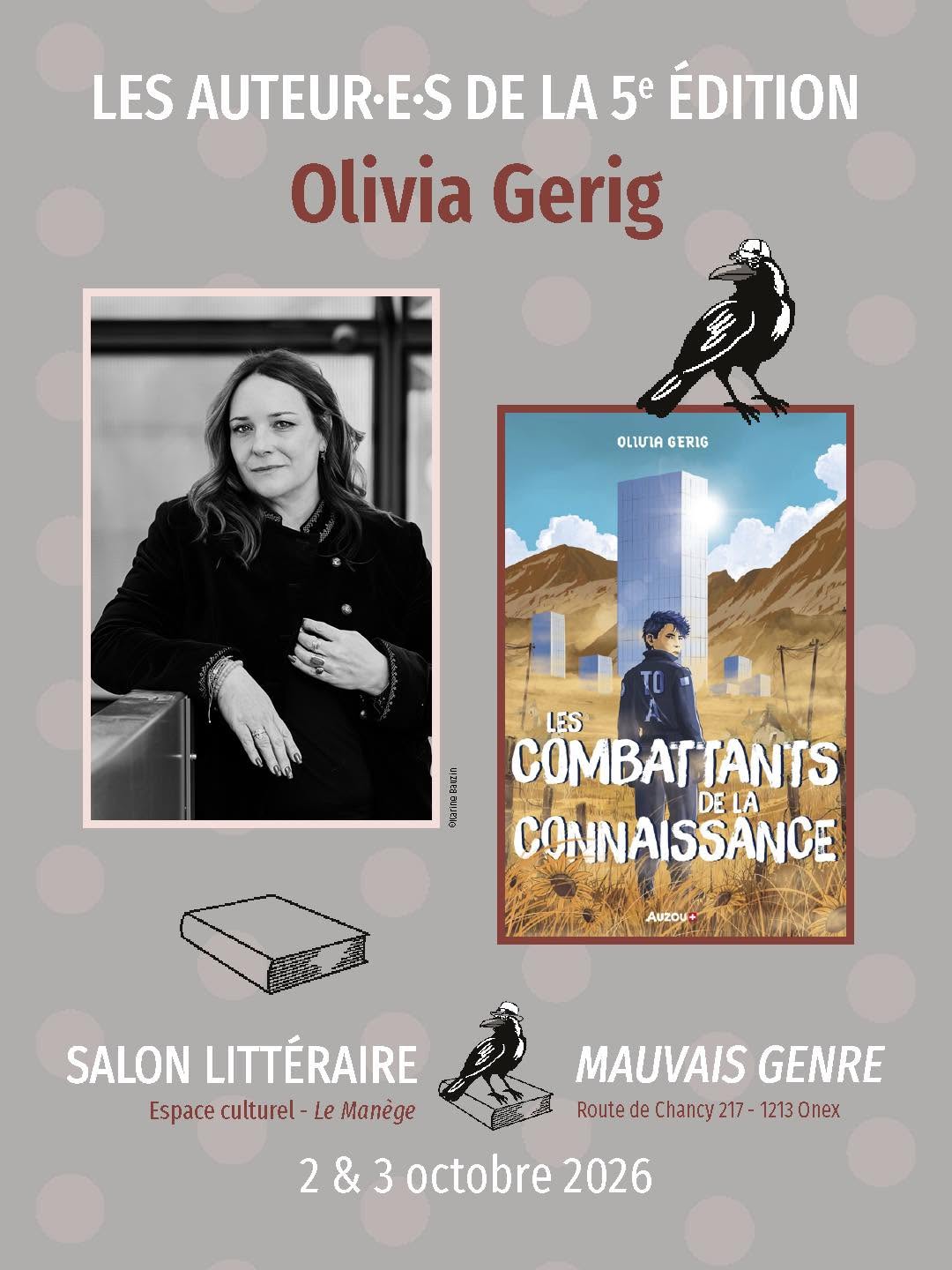 Dédicaces, table-ronde et rencontres à l’occasion de la 5e édition du Salon littéraire Mauvais Genre à Onex — 2 et 3 octobre 2026